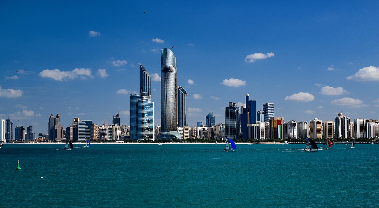 Abu Dhabi skyline across the water